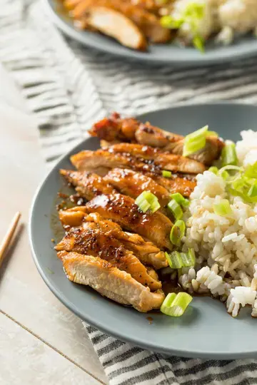 honey sesame chicken and rice